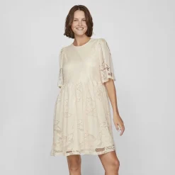 Robe courte dentelle kayle manches 3/4 black Femme VILA