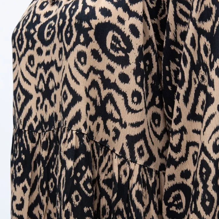 Robe courte imprimée col V à volants Femme DEELUXE 74