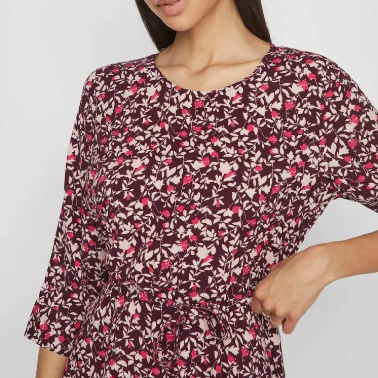 Robe courte manches 3/4 imprimée floral Femme VILA