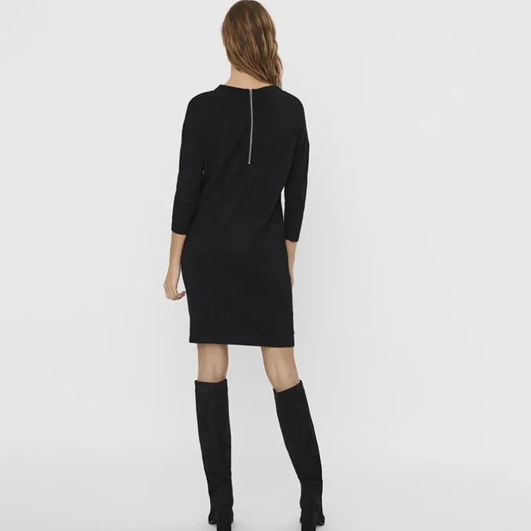 Robe courte noire droite zip au dos Femme VERO MODA
