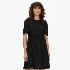 Robe courtes manches courtes trapèze ajouré uni Femme JDY