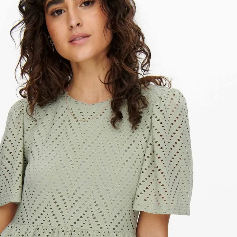 Robe courtes manches courtes trapèze ajouré uni Femme JDY