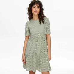 Robe courtes manches courtes trapèze ajouré uni Femme JDY