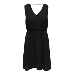 Robe décolleté en v taille élastique noir Femme ONLY