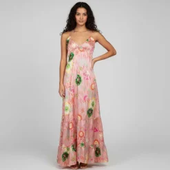 Robe jade imprimé fleuri col à nouer dos nu Femme HOLLY AND JOEY