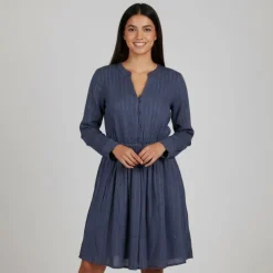 Robe juana manches longues ajustée avec liseré doré Femme LA PETITE ETOILE