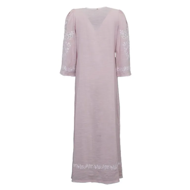 Robe longue caftan vana avec broderie blanche Femme ANTIK BATIK