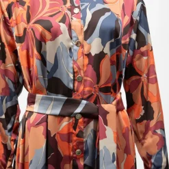 Robe longue chemise à motif avec ceinture Femme IMPERIAL