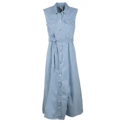 Robe longue en jean sans manches avec ceinture 100% coton Femme TOMMY HILFIGER
