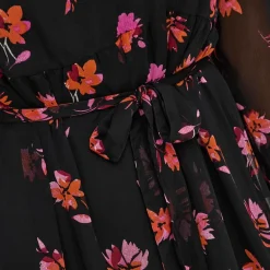 Robe longue noire à fleurs mi transparent Femme ONLY CARMAKOMA