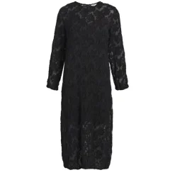 Robe longue noire jacquard avec doublure Femme OBJECT