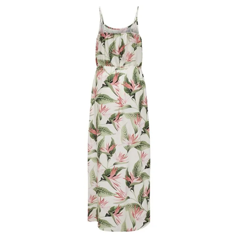 Robe longue sans manche col rond motif fleurs tropicales Femme ONLY