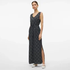 Robe longue sans manches avec fente latérale ajustée à la taille Femme VERO MODA
