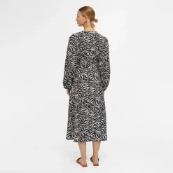 Robe manches ballons col V à motif Femme OBJECT