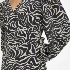 Robe manches ballons col V à motif Femme OBJECT