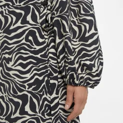 Robe manches ballons col V à motif Femme OBJECT