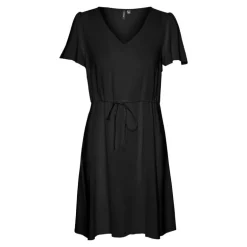 Robe manches courtes col v noir Femme VERO MODA