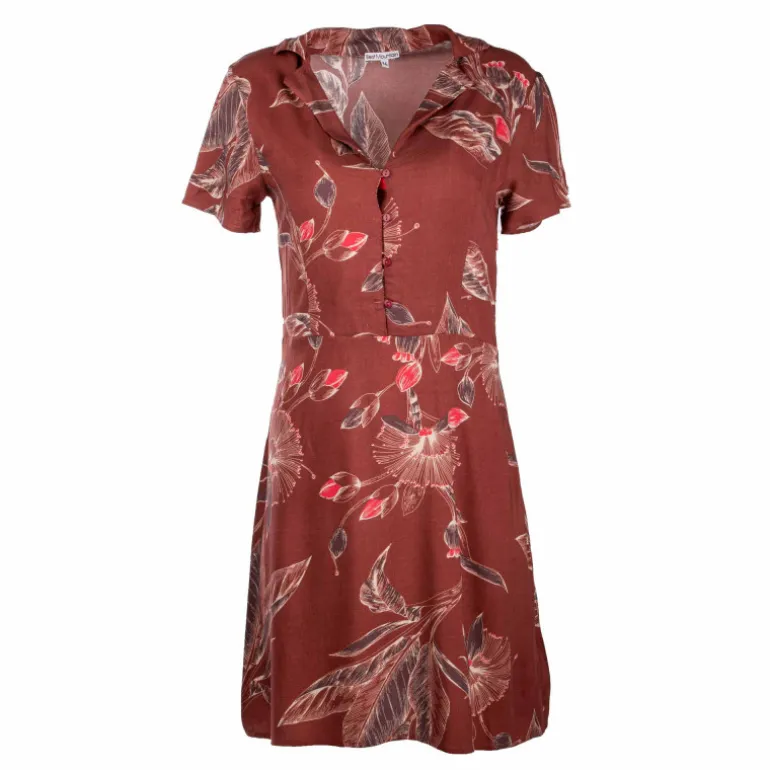 Robe manches courtes col v à fleurs marron Femme BEST MOUNTAIN