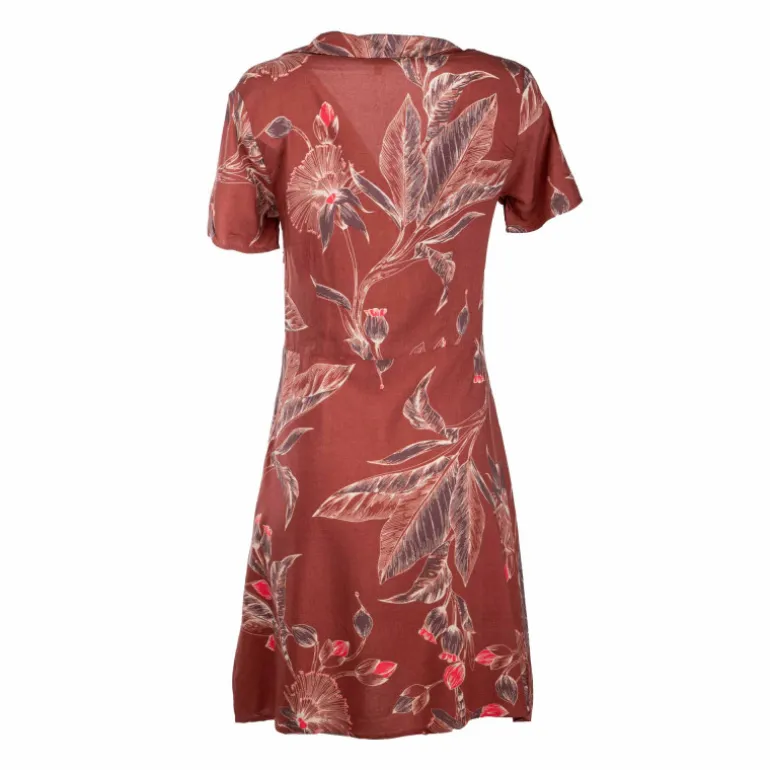 Robe manches courtes col v à fleurs marron Femme BEST MOUNTAIN
