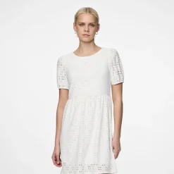 Robe manches courtes en broderie anglaise Femme PIECES