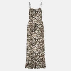 Robe maxi fines bretelles imprimé léopard décolleté rond Femme VERO MODA