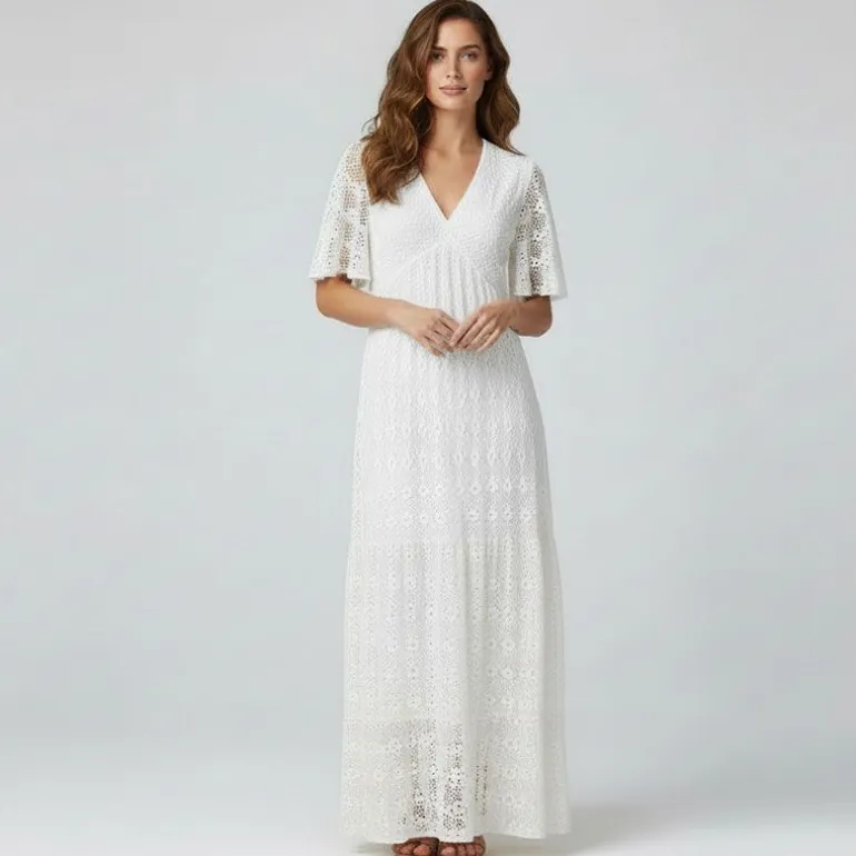 Robe miami dentelle manches courtes col v Femme HOLLY AND JOEY