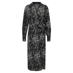 Robe midi manches longues col chemise ceinture imprimé Femme ONLY