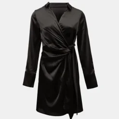 Robe portefeuille effet satiné umbelli black Femme DEELUXE 74