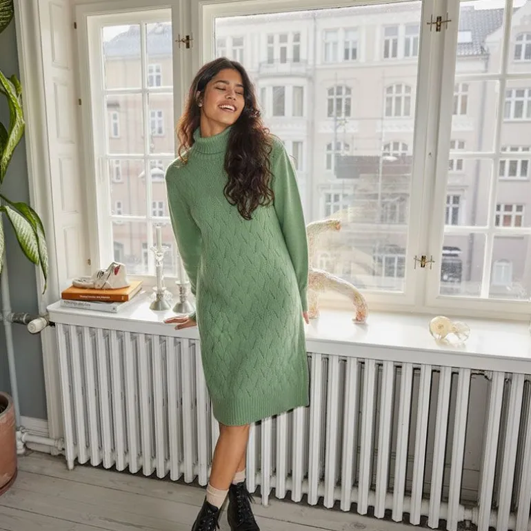 Robe pull col roulé salvia manches longues Femme PLEASE