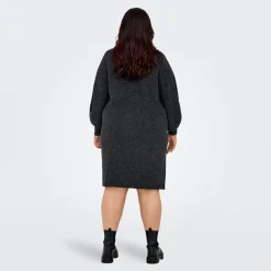 Robe pull longue en maille col montant manches ballons Femme ONLY CARMAKOMA