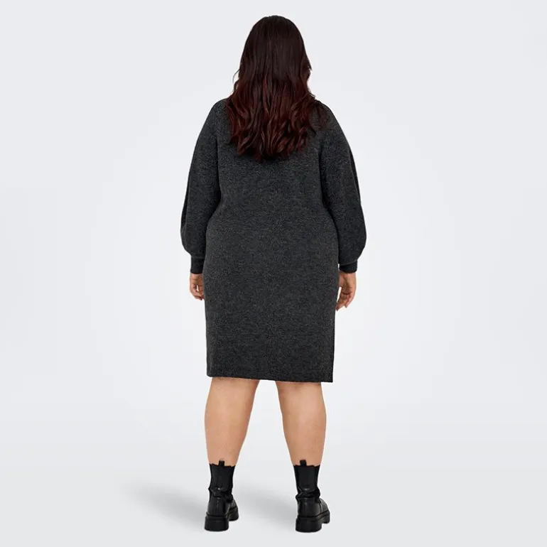 Robe pull longue en maille col montant manches ballons Femme ONLY CARMAKOMA