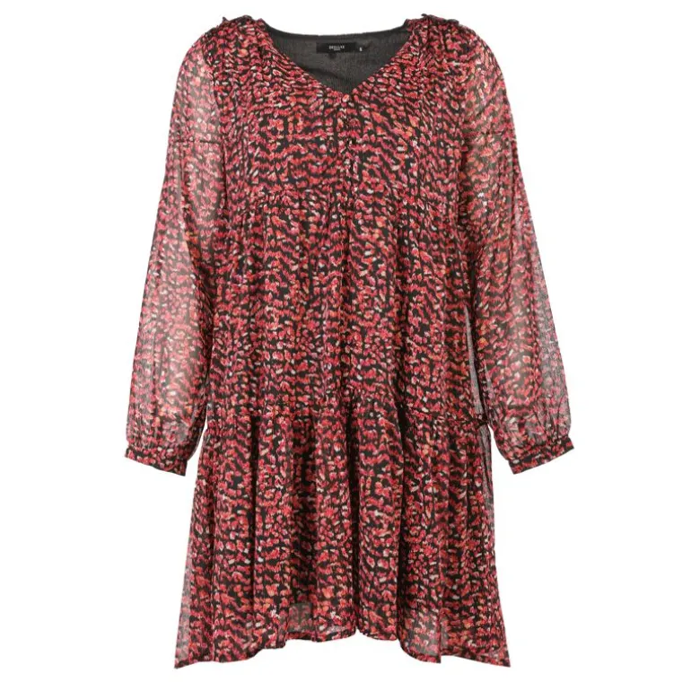 Robe sola imprimée noir et rouge Femme DEELUXE 74