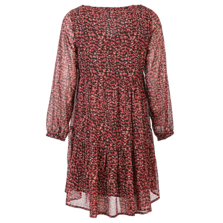 Robe sola imprimée noir et rouge Femme DEELUXE 74
