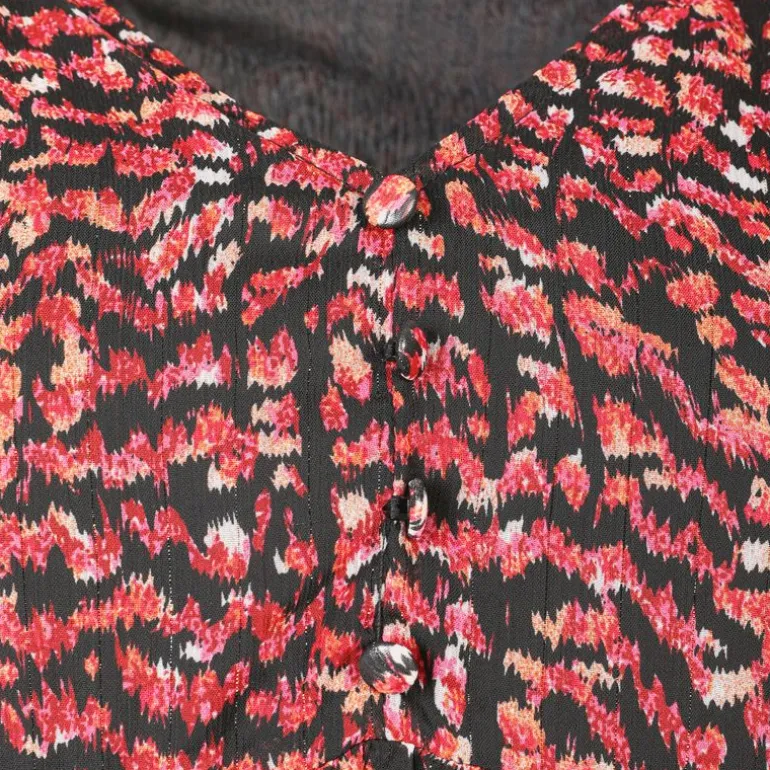 Robe sola imprimée noir et rouge Femme DEELUXE 74