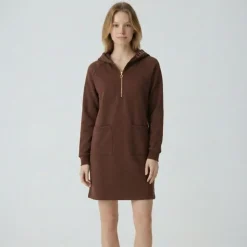 Robe sweat à capuche zippée avec ilitilaes brodées Femme LES TROPEZIENNES PAR M.BELARBI