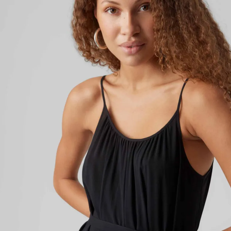 Robe unie à fines bretelles longueur midi volant Femme VERO MODA