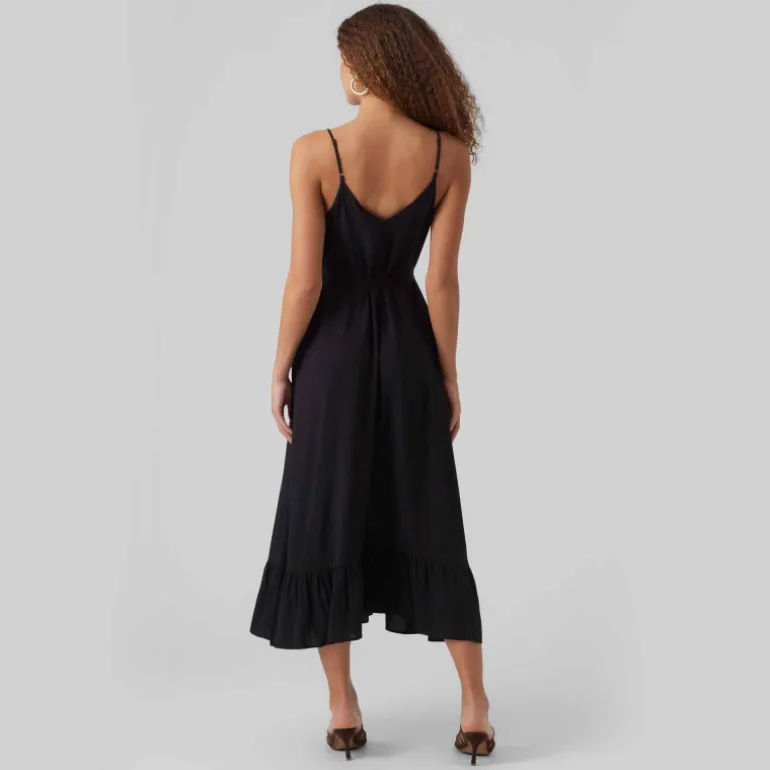 Robe unie à fines bretelles longueur midi volant Femme VERO MODA