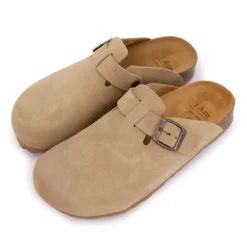 Sabots en cuir lisse daim à boucle Femme I AM