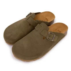 Sabots en cuir lisse daim à boucle Femme I AM