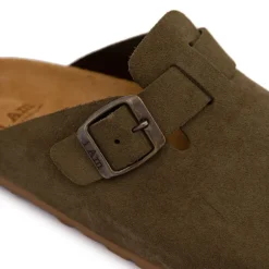 Sabots en cuir lisse daim à boucle Femme I AM