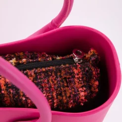 Sac cabas épaule pochette tweed zip 38x30x10cm Femme O BAG