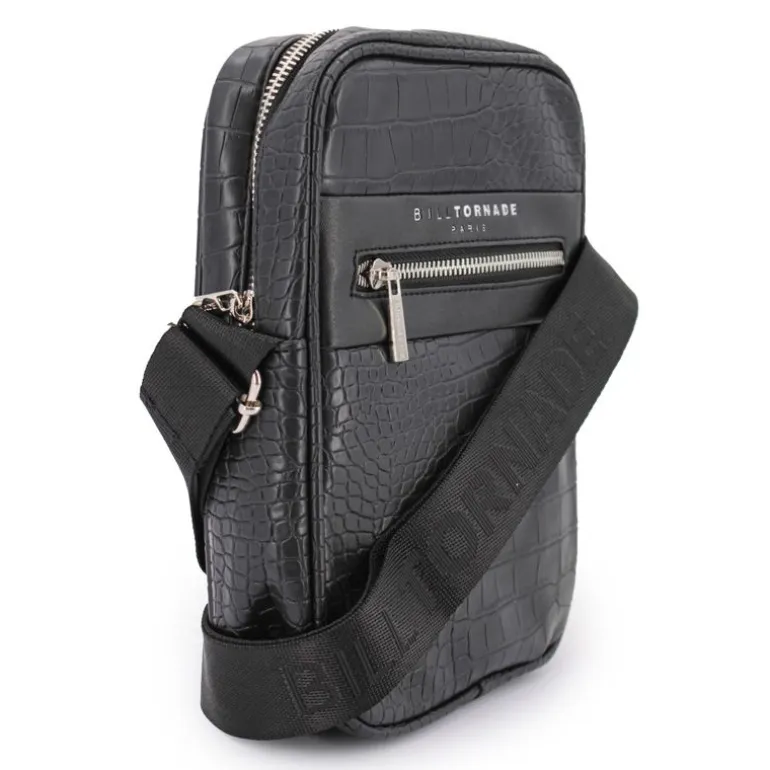 Sacoche bandoulière noir croco Homme BILL TORNADE