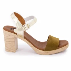 Sandale a talon kaki craq oro 73299 t36/41 Femme BIOSTOCK