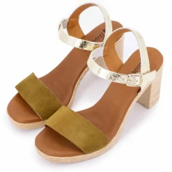 Sandale a talon kaki craq oro 73299 t36/41 Femme BIOSTOCK