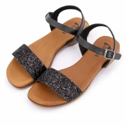 Sandale plate bride à paillettes Femme BIOSTOCK