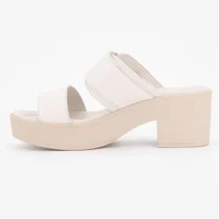 Sandales à talons blanche en cuir tessa boucle dorée Femme SCHOLL