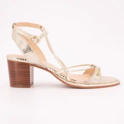 Sandales à talons 6cm Lilon or à motif serpent Femme LES TROPEZIENNES PAR M.BELARBI