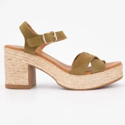 Sandales à talons cuir avec boucle dorée Femme CARLA TORTOSA