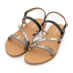 Sandales Baden noires motif serpent Femme LES TROPEZIENNES PAR M.BELARBI
