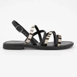 Sandales black tressées Ormia à motif zèbre Femme DEELUXE 74